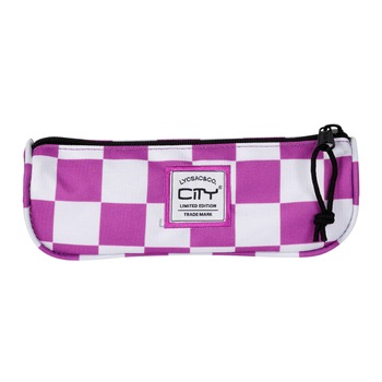 Penar cu fermoar pentru fete CiTY, Neechipat, Poliester, Alb/Mov Penar cu fermoar pentru fete CiTY, Neechipat, Poliester, Alb/Mov