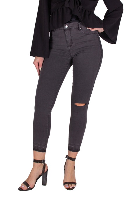 Blugi skinny elastici FIRI cu talie inalta, Gri