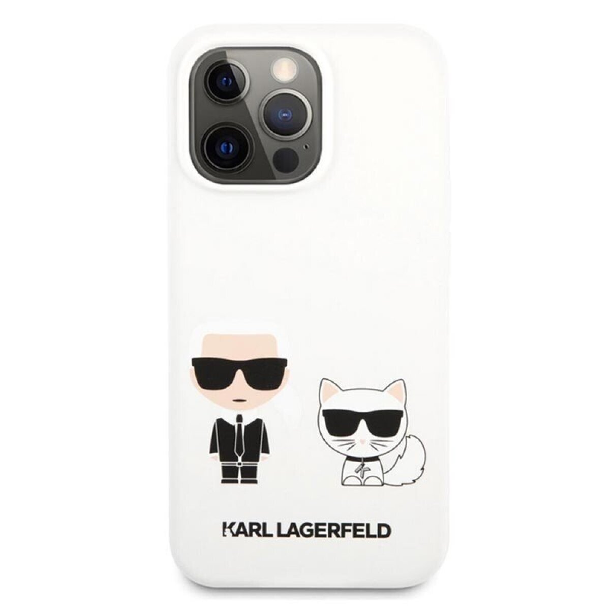 Husa Cover Karl Lagerfeld Silicone Karl&Choupette pentru iPhone 13 Pro White