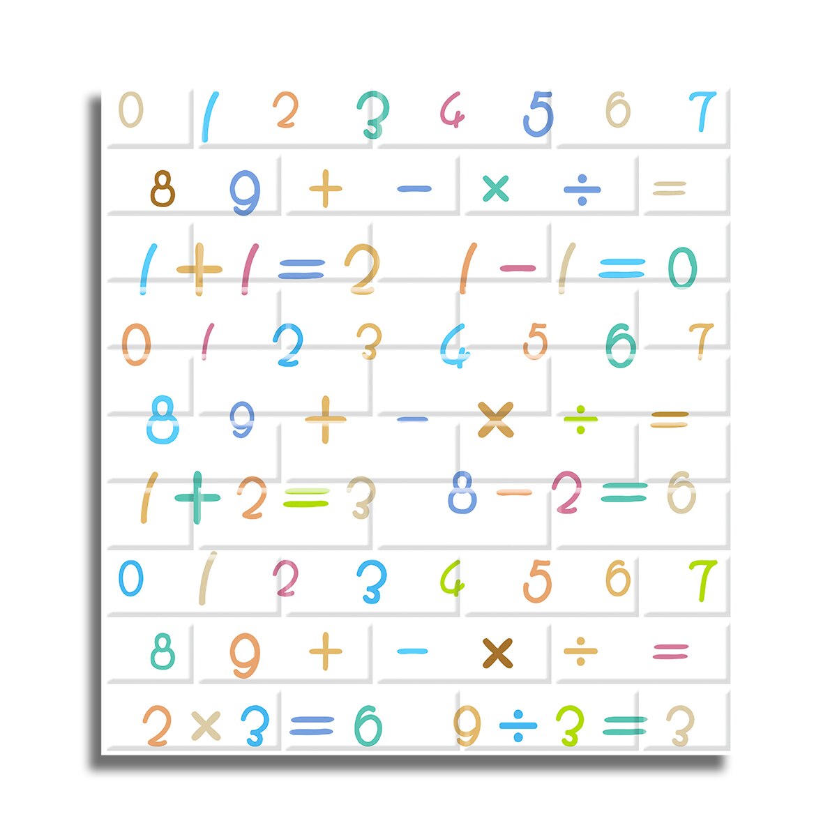 Tapet 3D Autoadeziv, design modern, usor de curatat, 70x70cm , D3588, model numere, multicolor