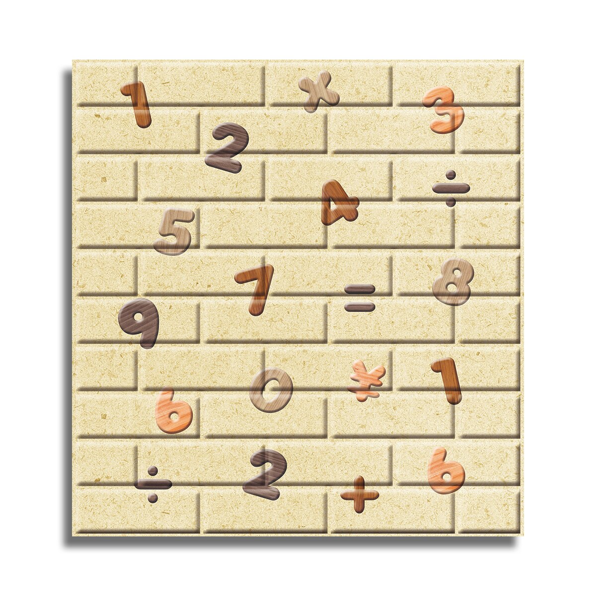 Tapet 3D Autoadeziv, design modern, usor de curatat, 70x70cm , D3586, model caramida numere, multicolor