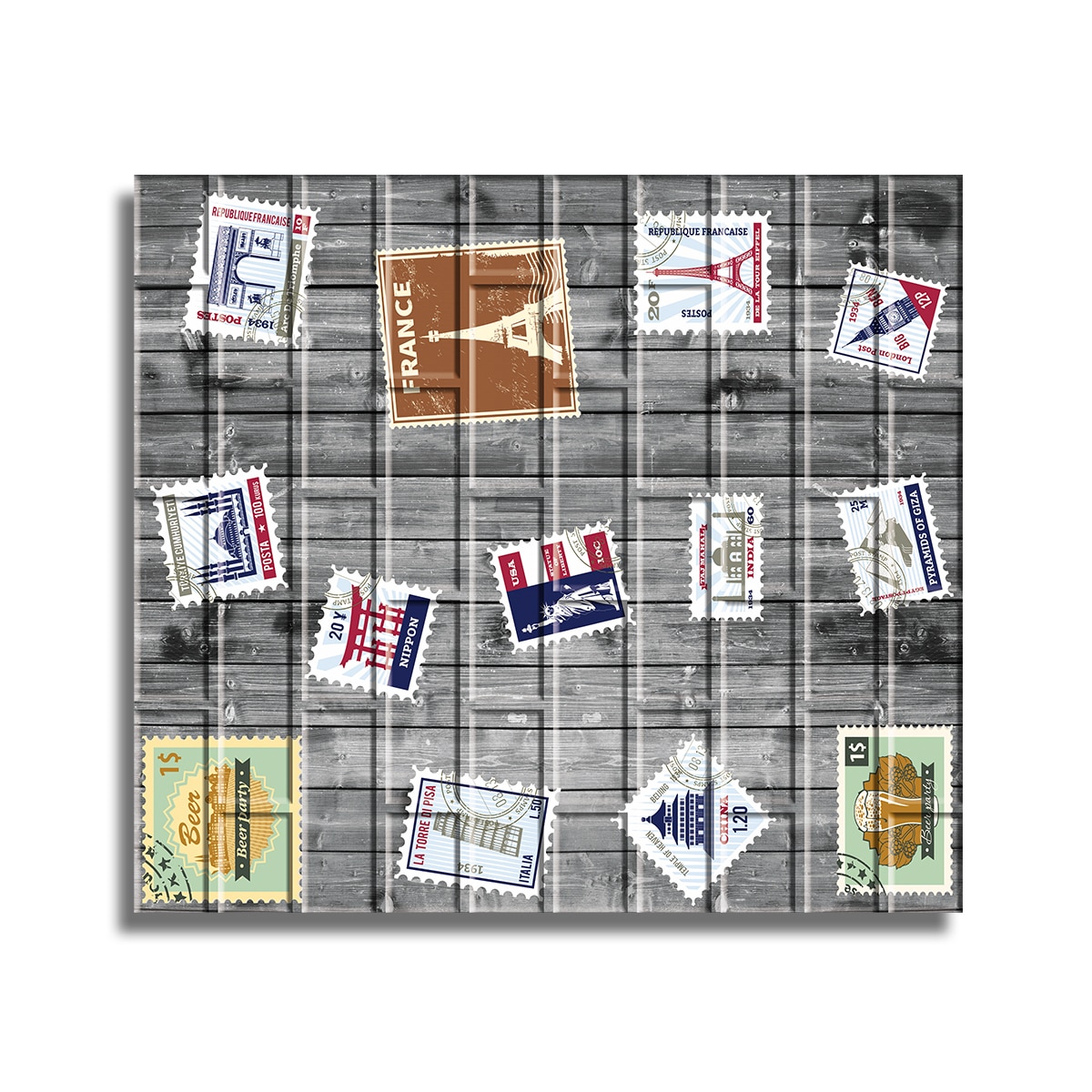 Tapet 3D Autoadeziv, design modern, usor de curatat, 70x70cm , D3561, model timbre, multicolor