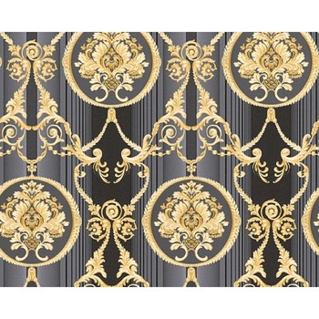 Tapet vlies, Deco 330836, model traditional, stil clasic, 10 x 0.53 m, crem, gri si negru Tapet vlies, Deco 330836, model traditional, stil clasic, 10 x 0.53 m, crem, gri si negru