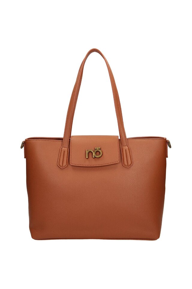 Geanta de mana Nobo, Piele ecologica, 28 x 41 x 14 cm, Maro