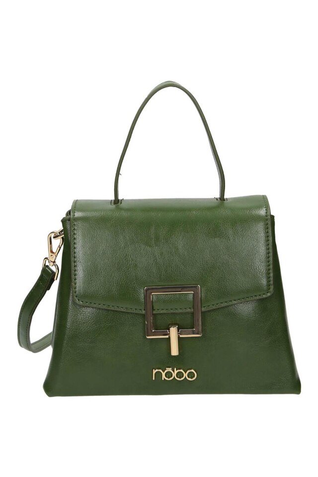 Geanta de mana, Nobo, Piele ecologica, Verde, 18x19/24x11 cm