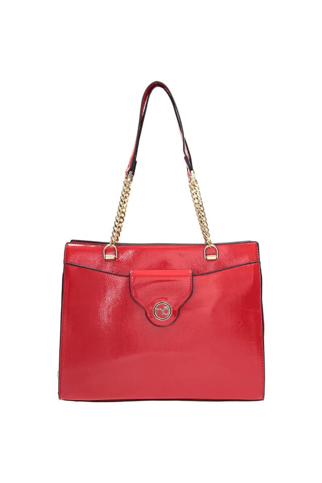 Geanta de mana, Nobo, Piele ecologica, Rosu, 26x34x13 cm