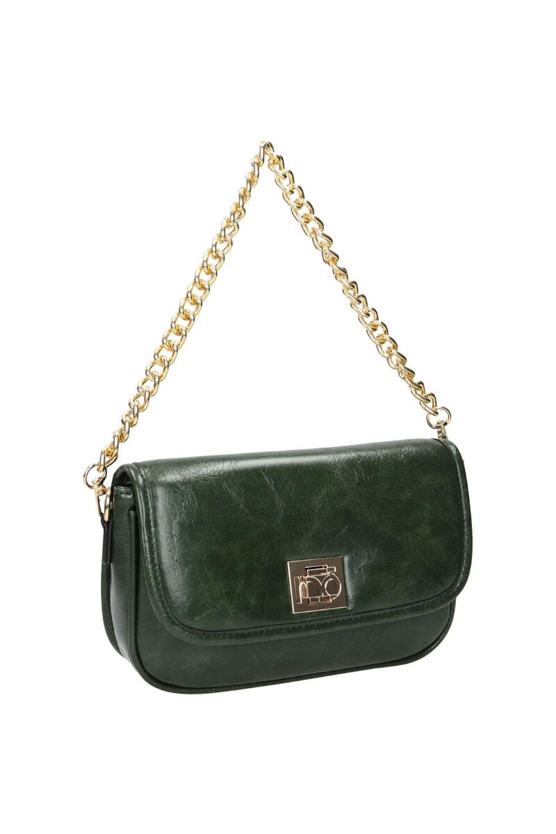 Geanta de mana, Nobo, Piele ecologica, Verde, 16 x 25 x 5 cm