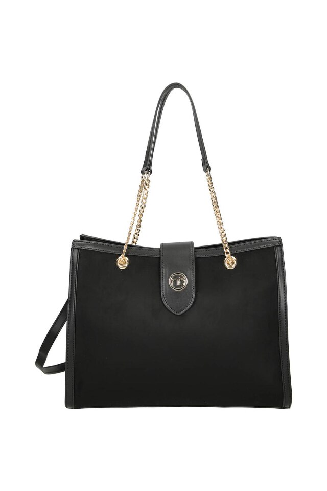 Geanta de mana Nobo, Piele ecologica, 28 x 36 x 10.5 cm, Negru