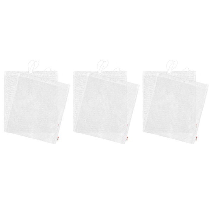 Set 6 saculeti cumparaturi legume/fructe, Textilia, alba, 30x35 cm