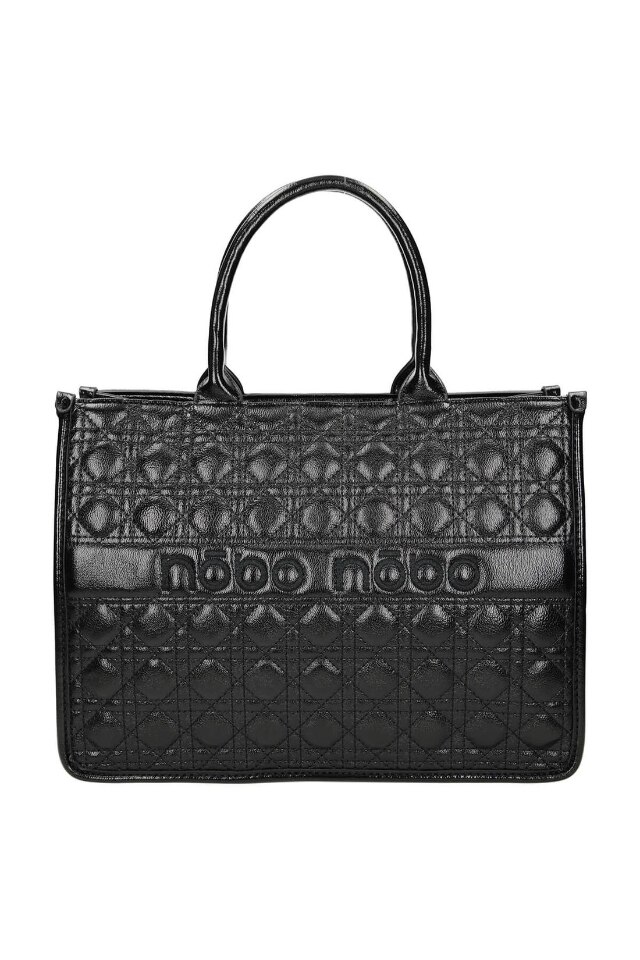 Geanta de mana Nobo, Piele ecologica, 26 x 35 x 14 cm, Negru