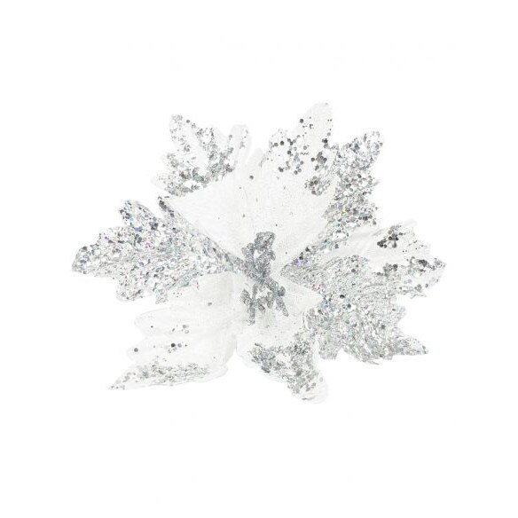 Craciunita artificiala, Alb-Argintiu, Ø 23cm