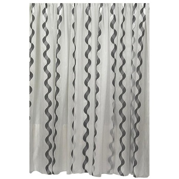 Perdea alba brodata negru, din colectia  Perdea alba brodata negru, din colectia