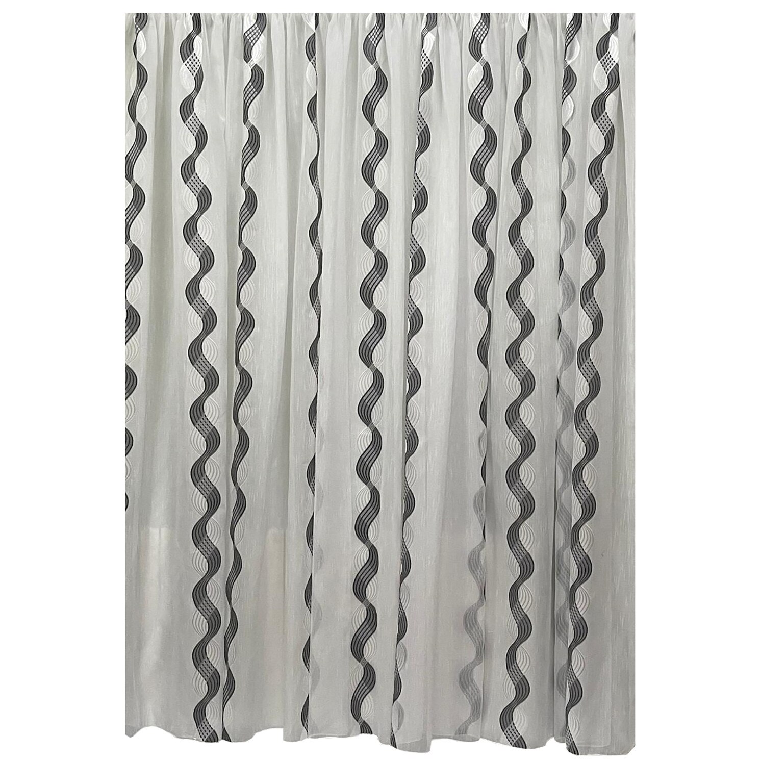 Perdea alba brodata negru, din colectia 