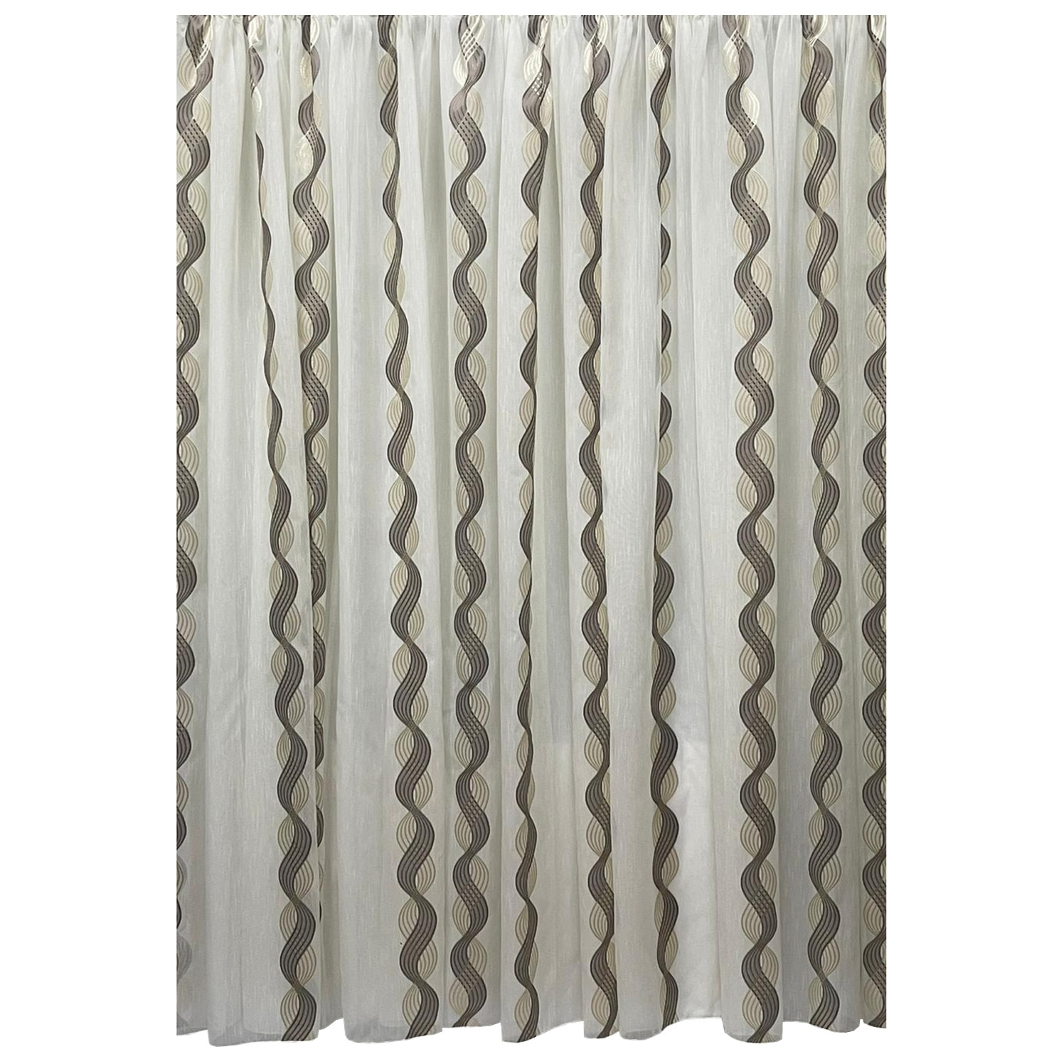 Perdea ivoire brodata castaniu, din colectia 