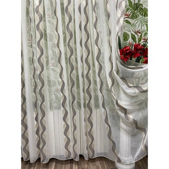 Perdea ivoire brodata castaniu, din colectia  Perdea ivoire brodata castaniu, din colectia