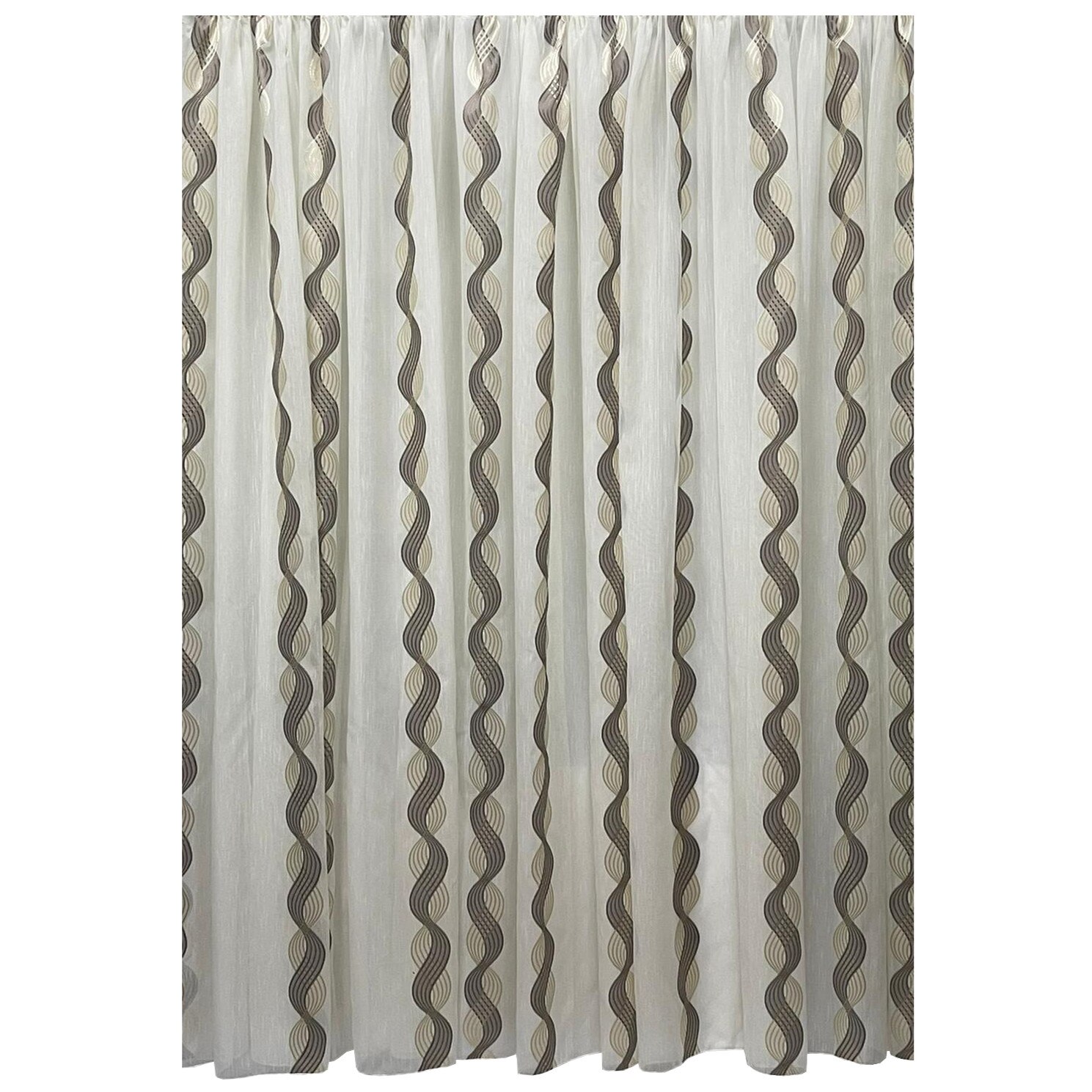 Perdea ivoire brodata castaniu, din colectia 