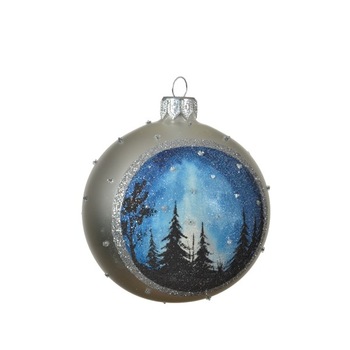 Glob decorativ - Bauble Glass Matt Landscape, Albastru, Sticla Glob decorativ - Bauble Glass Matt Landscape, Albastru, Sticla