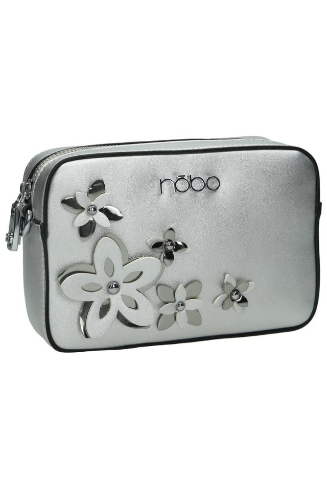 Geanta Nobo, Piele ecololgica, 11x17x5 cm, Argintiu