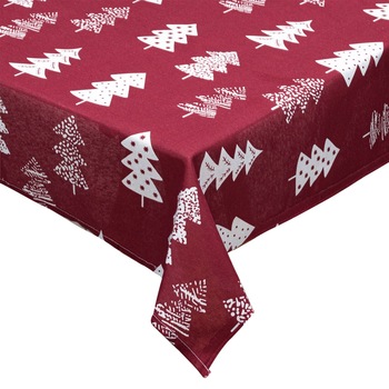 Fata de masa, Zola®, pentru sarbatori, rosie model braduti, 120x120 cm Fata de masa, Zola®, pentru sarbatori, rosie model braduti, 120x120 cm