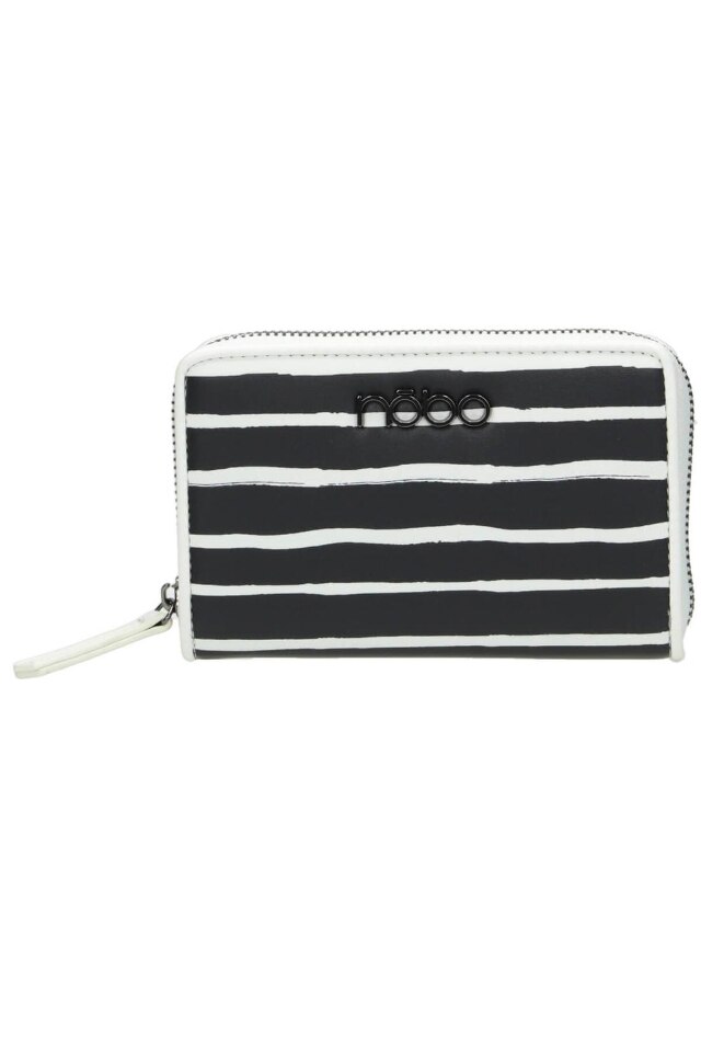 Portofel NOBO, NPUR-K0061-CM20, Piele ecologica, Negru/Alb