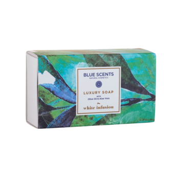 Sapun Blue Scents, cu ulei de masline, aloe vera, Infuzie Alba, 150 g Sapun Blue Scents, cu ulei de masline, aloe vera, Infuzie Alba, 150 g