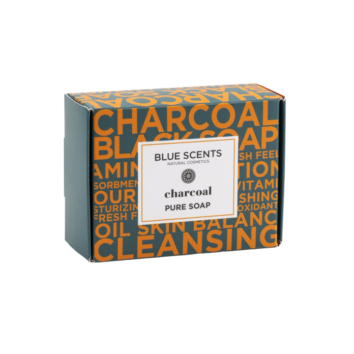 Sapun Blue Scents, cu carbune, ulei de masline extravirgin, curatare delicata, efect nutritiv, 135 g