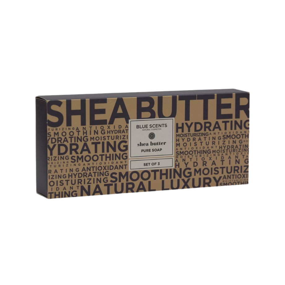 Set sapunuri Blue Scents, cu unt de shea, aloe, ulei de masline, 405 g