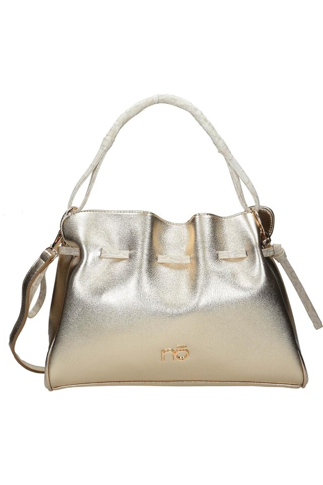 Geanta de mana, Nobo, Piele ecologica, Auriu, 26x35x10 cm