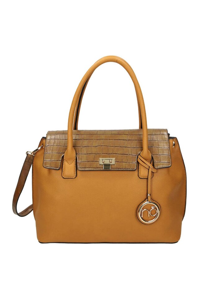 Geanta de mana, Nobo, Piele ecologica, Galben, 26x32x12.5 cm