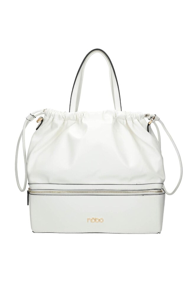 Geanta Nobo NBAG-K0240-C000, 30 x 35 x 14 cm, Piele ecologica, Alb