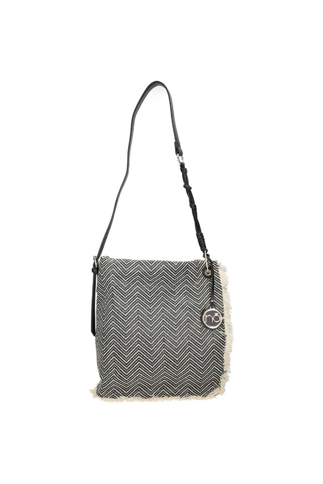 Geanta de umar Nobo, Piele ecologica, Material textil, Negru/Alb