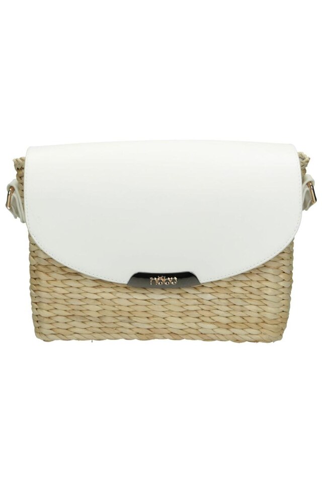 Geanta de mana, NOBO, NBAG-XG0080-C015, Piele ecologica, Maro/Alb