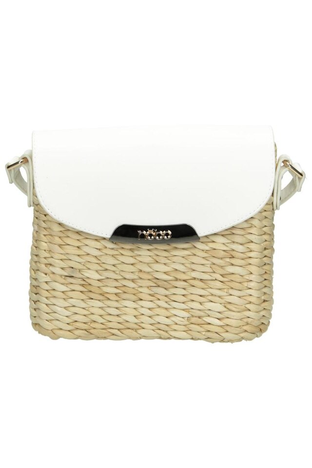 Geanta de mana, NOBO, NBAG-XG0090-C015, Piele ecologica, Maro/Alb