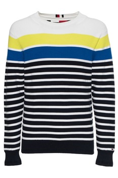 Pulover barbati cu imprimeu in dungi, Tommy Hilfiger, Multicolor, S Pulover barbati cu imprimeu in dungi, Tommy Hilfiger, Multicolor, S