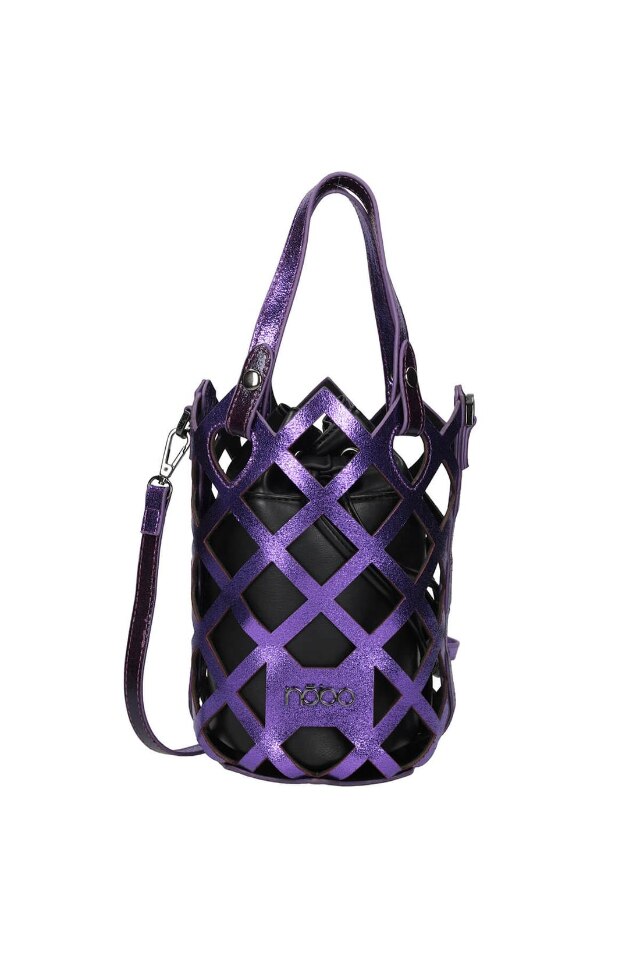 Geanta Nobo NBAG-K3010-CM14, 20 x 23 x 13 cm, Piele ecologica, Mov/Negru