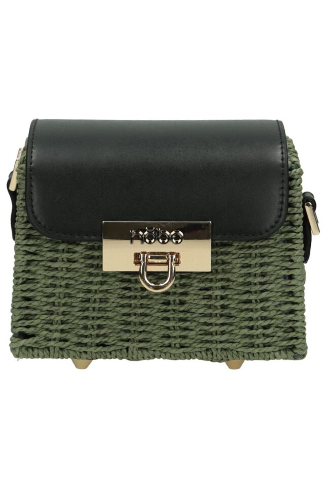 Geanta de mana, NOBO, NBAG-XG0180-C008, Material textil/Piele ecologica, Verde/Negru