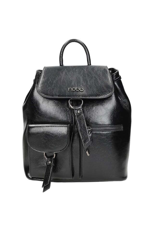 Ghiozdan, Nobo, Piele ecologica, Negru, 31 x 33 x 13 cm