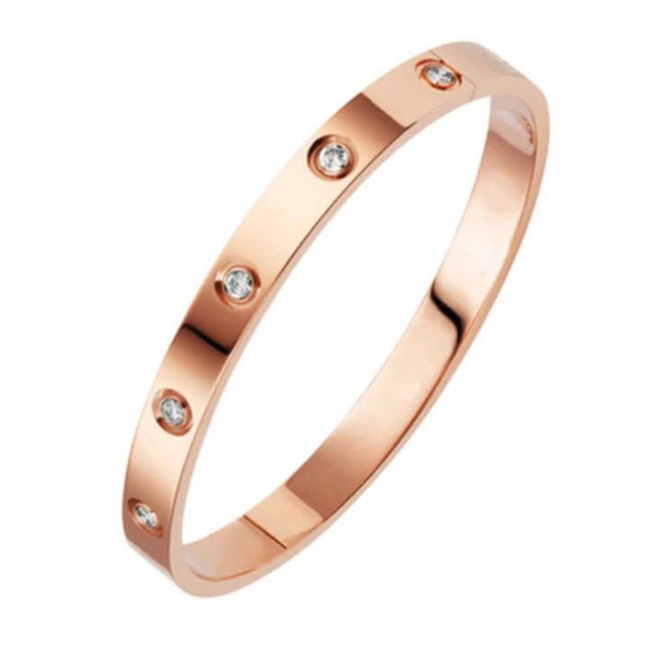 Női rozsdamentes kavicsos karkötő, MAKS, S-es méret, GOLD Rose színű