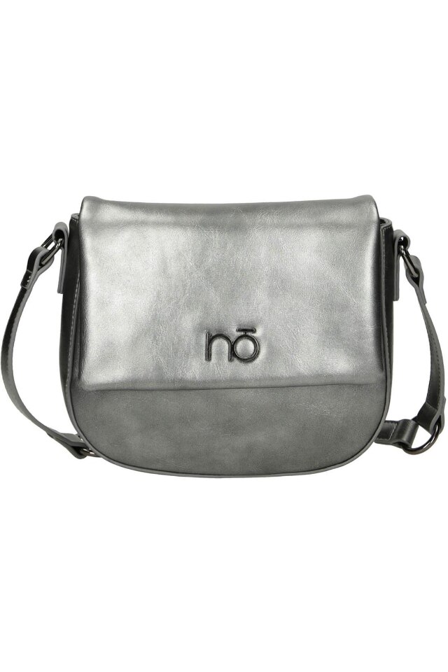 Geanta Nobo, Piele ecologica, 24x24x8 cm, Argintiu