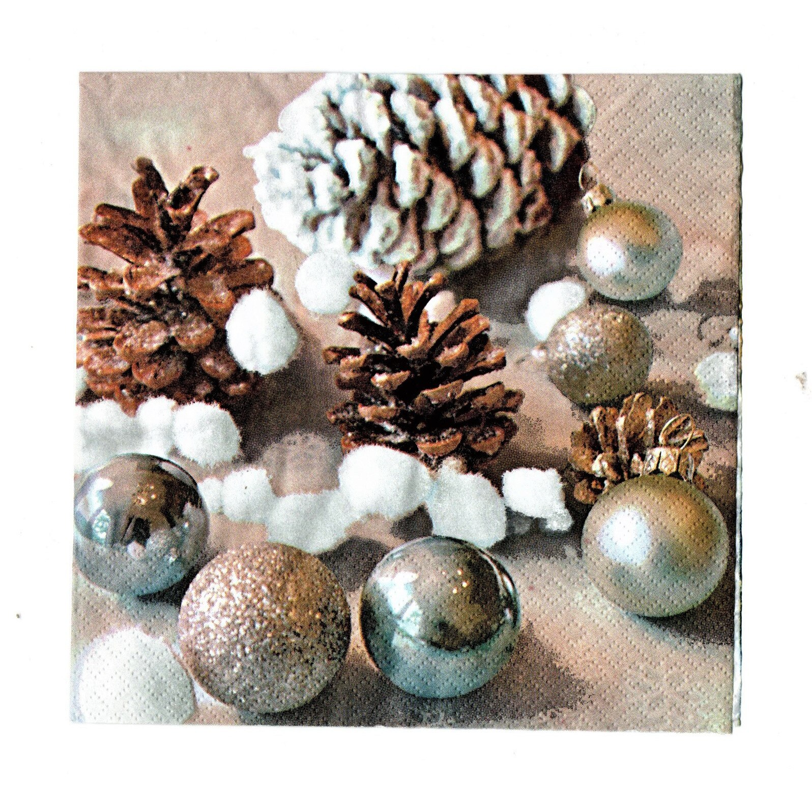 Pachet Servetele de Craciun Masa 20 buc Globuri si Conuri de Brad