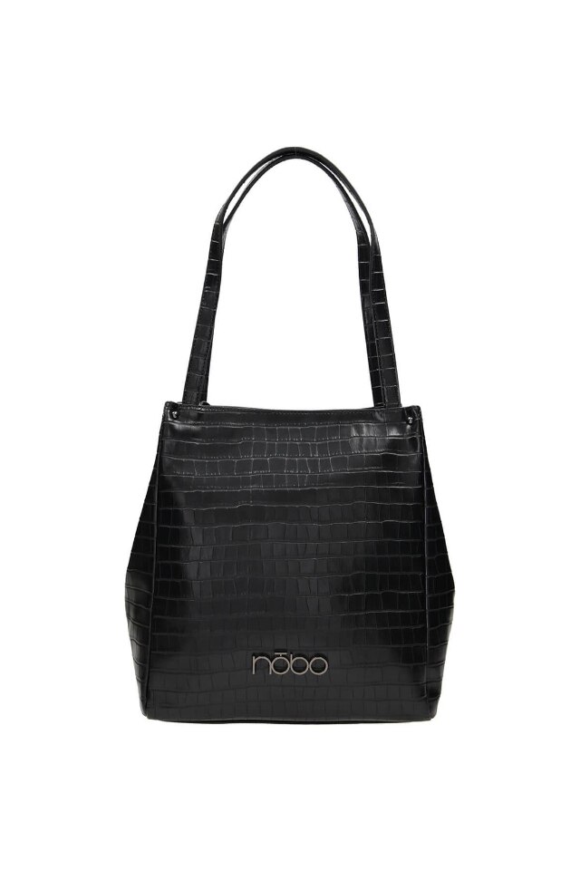 Geanta de mana Nobo, Piele ecologica, 30 x 28 x 15 cm, Negru