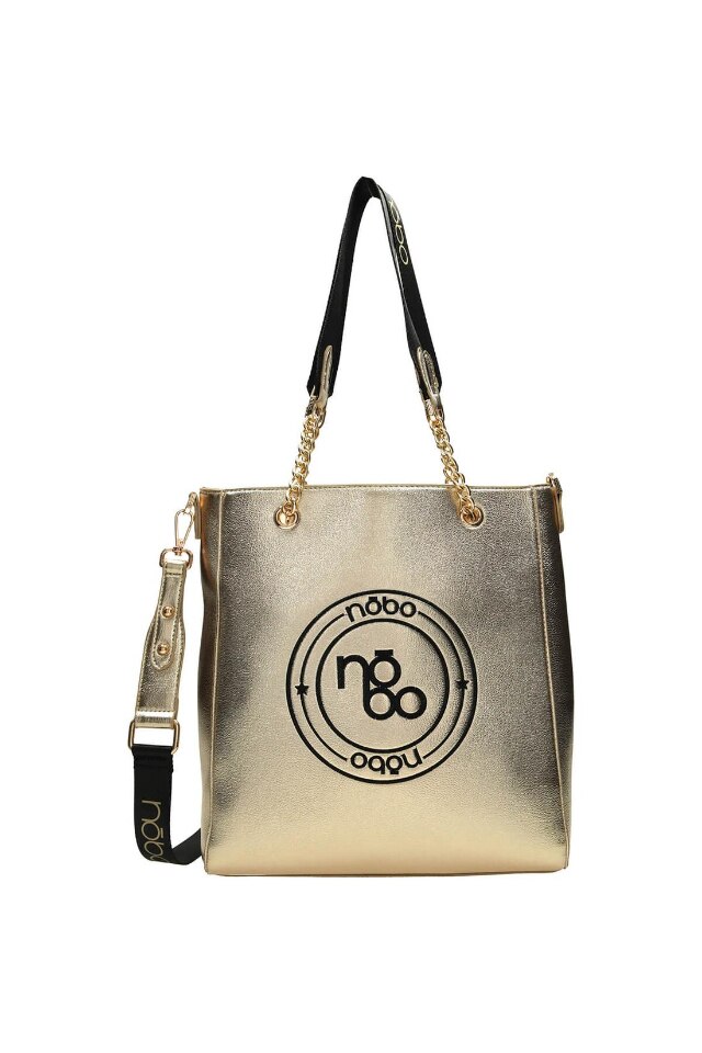 Geanta Nobo, Piele ecologica, 31.5 x 29 x 10 cm, Auriu