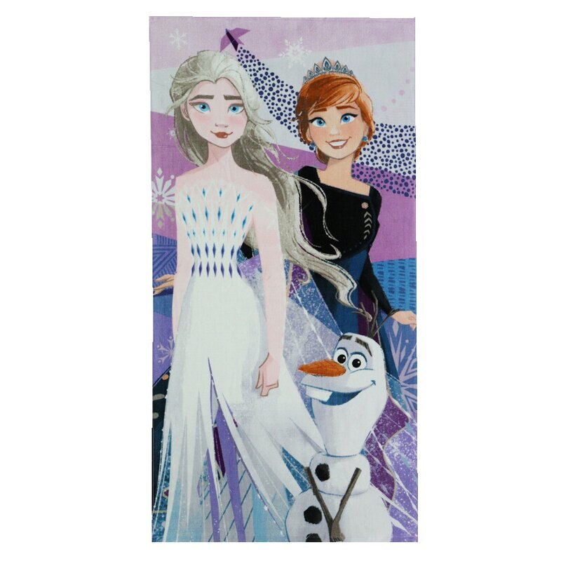Prosop bumbac, Ana, Elsa si Olaf, mov 140x70 cm