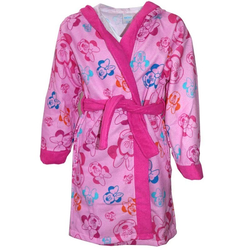 Halat baie Minnie, cu gluga 98-104 CM Roz