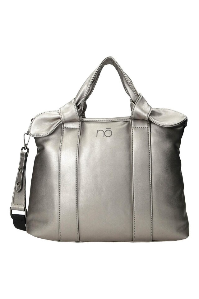 Geanta Nobo, Piele ecologica, 29 x 36 x 11 cm, Argintiu