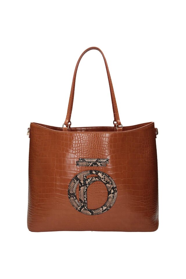 Geanta de mana Nobo, Piele ecologica, 38 x 28 x 14 cm, Maro