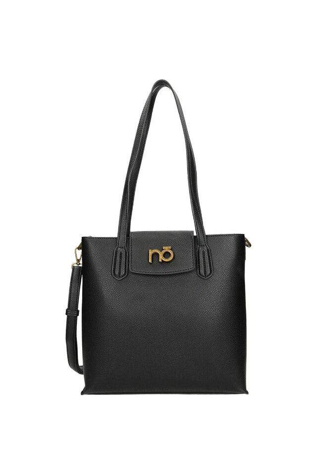 Geanta Nobo, Piele ecologica, 30 x 31 x 9 cm, Negru