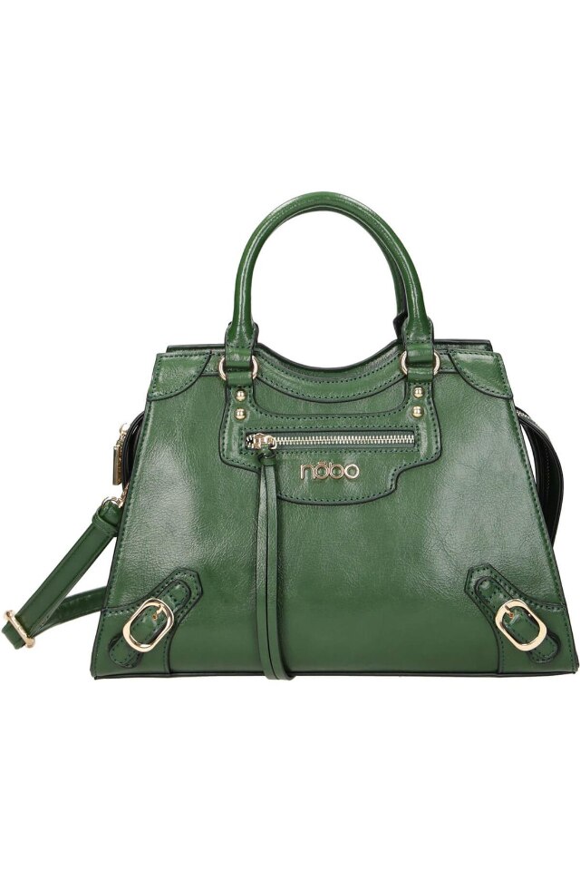Geanta de mana Nobo, 24x34x14 cm, Piele ecologica, Verde