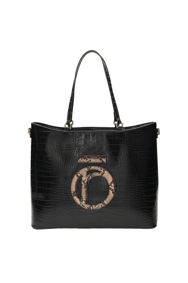 Geanta de mana Nobo, Piele ecologica, 38 x 28 x 14 cm, Negru