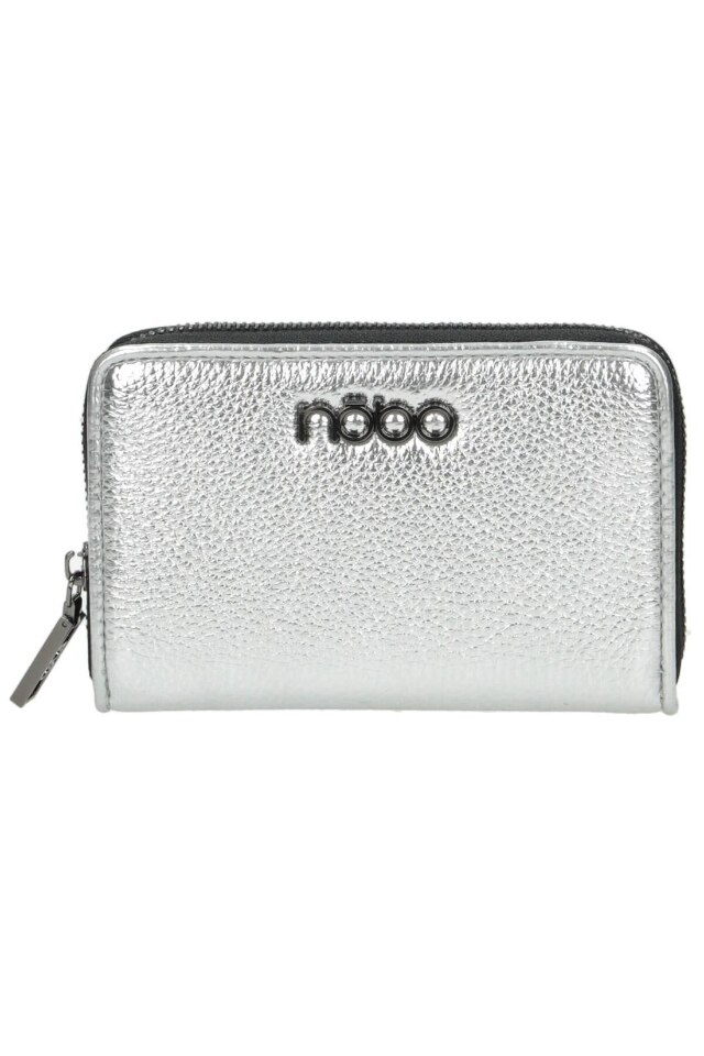Portofel pentru femei, Nobo, NPUR-K0060-C022, Piele ecologica, 10 x 15.5 x 2.5 cm, Argintiu/Negru